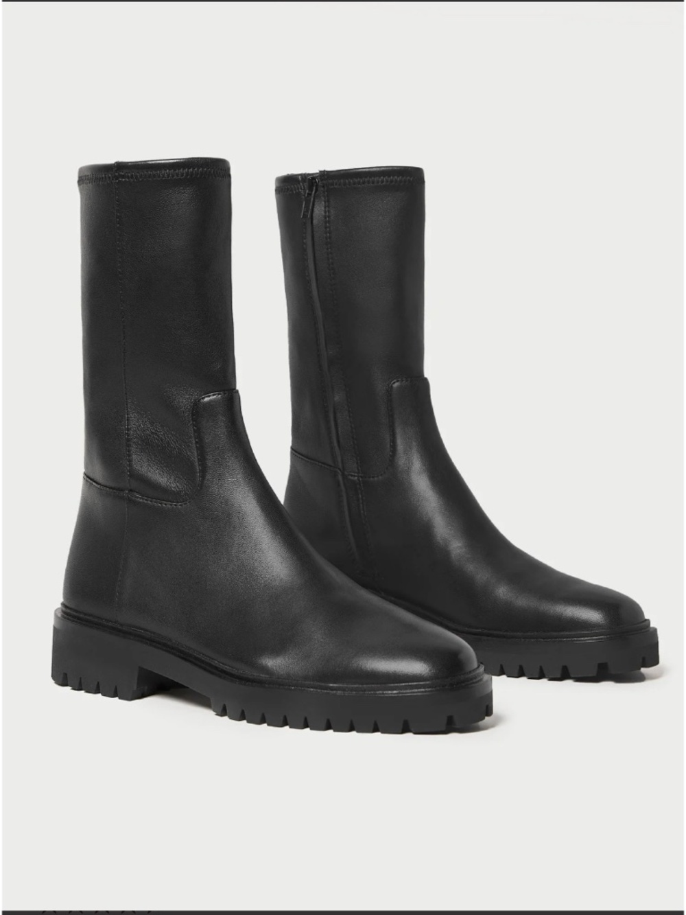 Loeffler Randall Danny Black Leather Lug Boot Sz 8.5